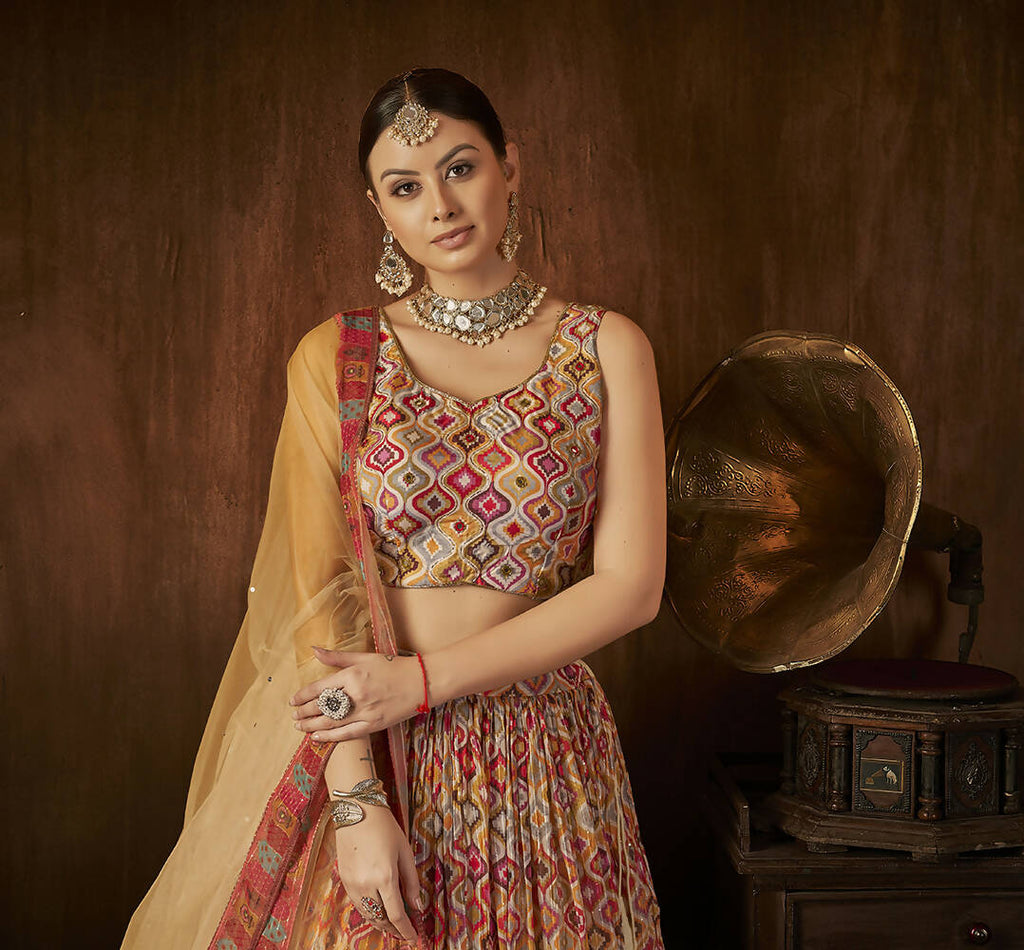 Wedding Designer Multi Georgette Lehenga Choli - Anbazaar