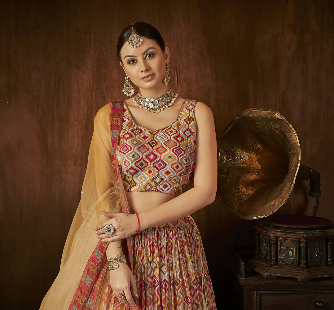 Wedding Designer Multi Georgette Lehenga Choli - Anbazaar