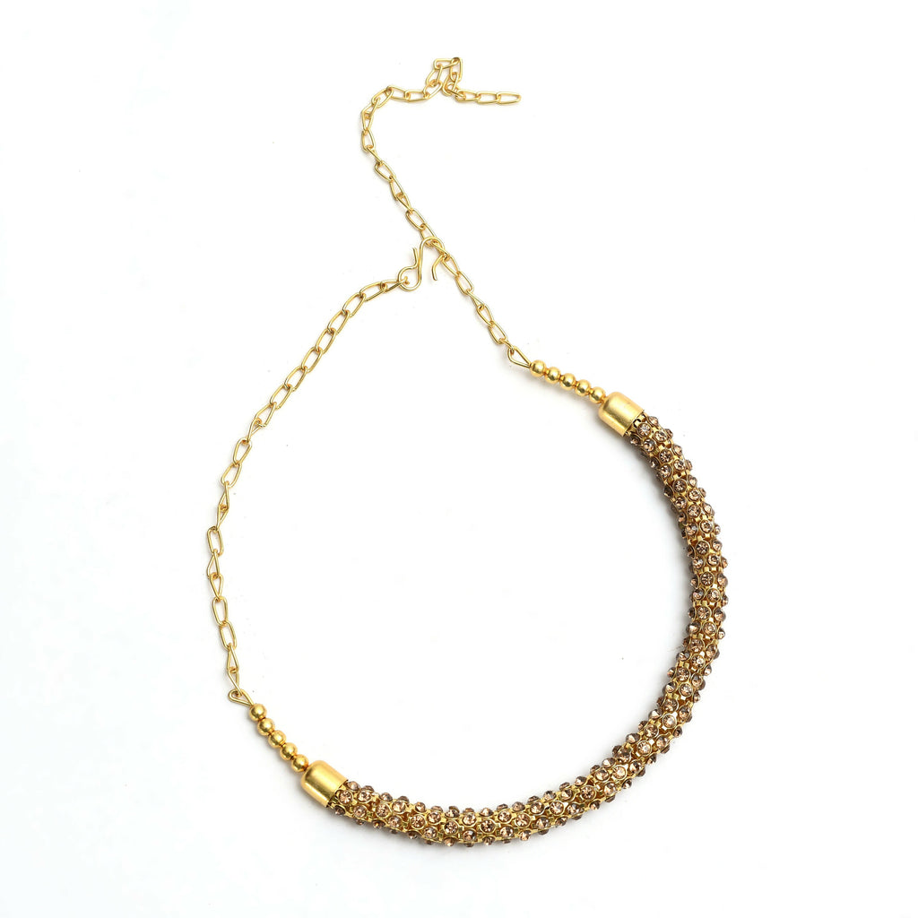 Mominos Fashion Johar Kamal Gold-Polished Brass Finish Hasli Design Choker For Women (Golden)