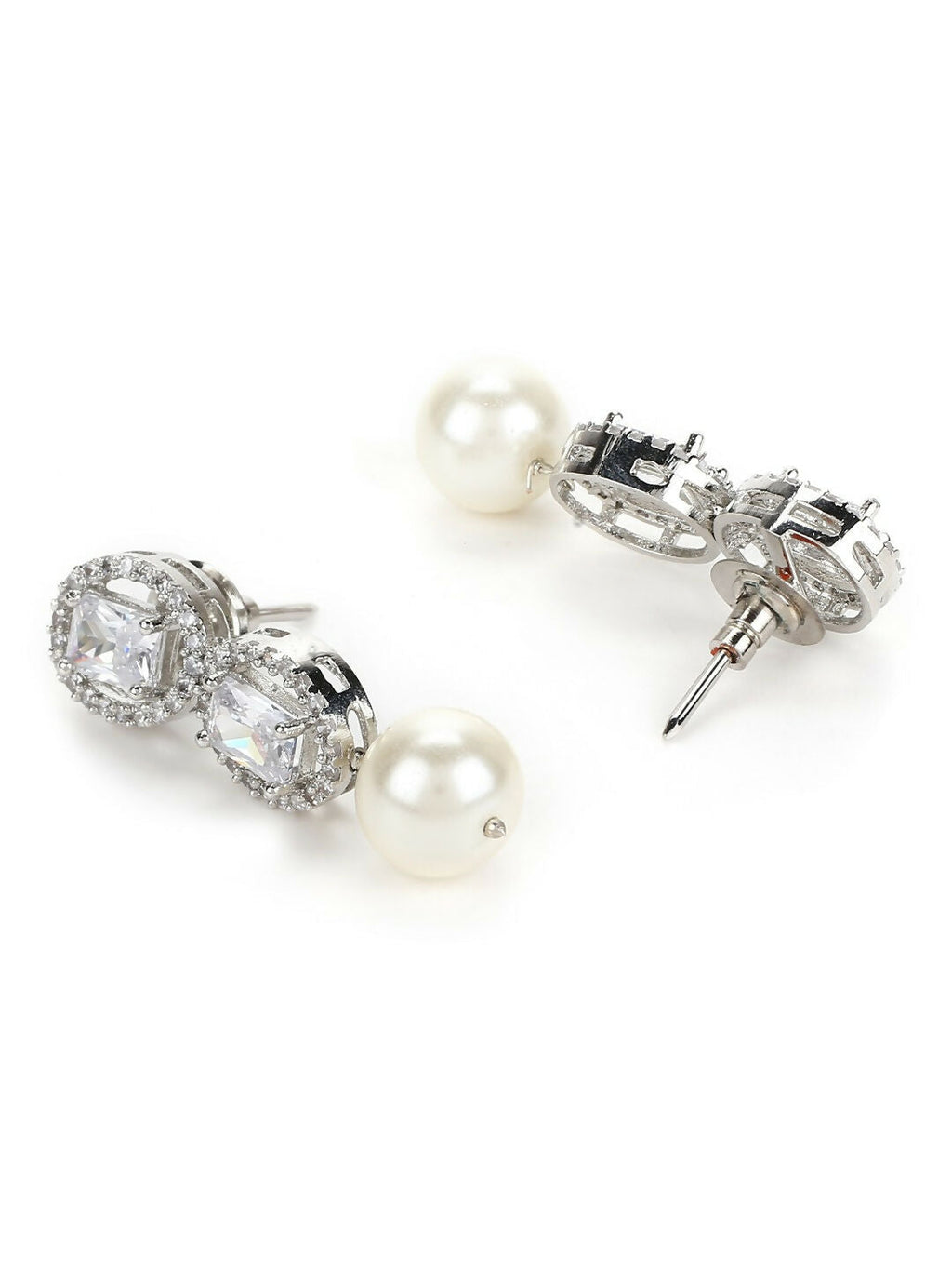 Stone Earrings with Pearls Drop- Ruby Raang