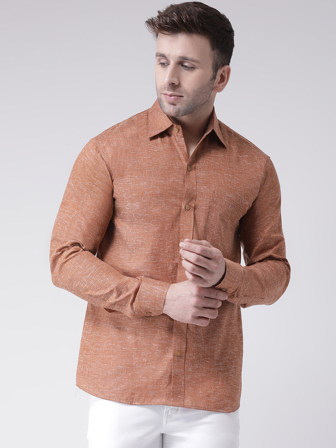RIAG Brown Men's Full Sleeves Shirt