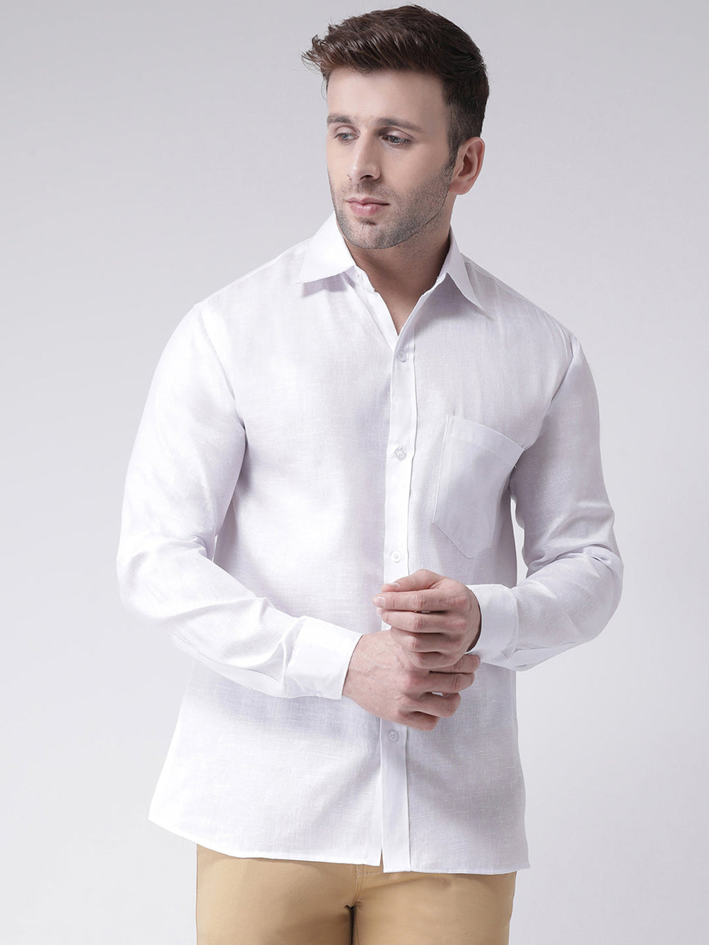 RIAG White Men's Full Sleeves Shirt