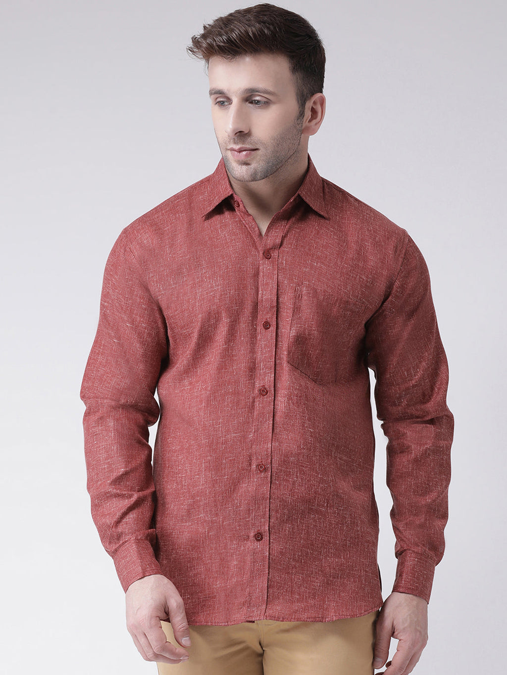 RIAG Brown Men's Full Sleeves Shirt