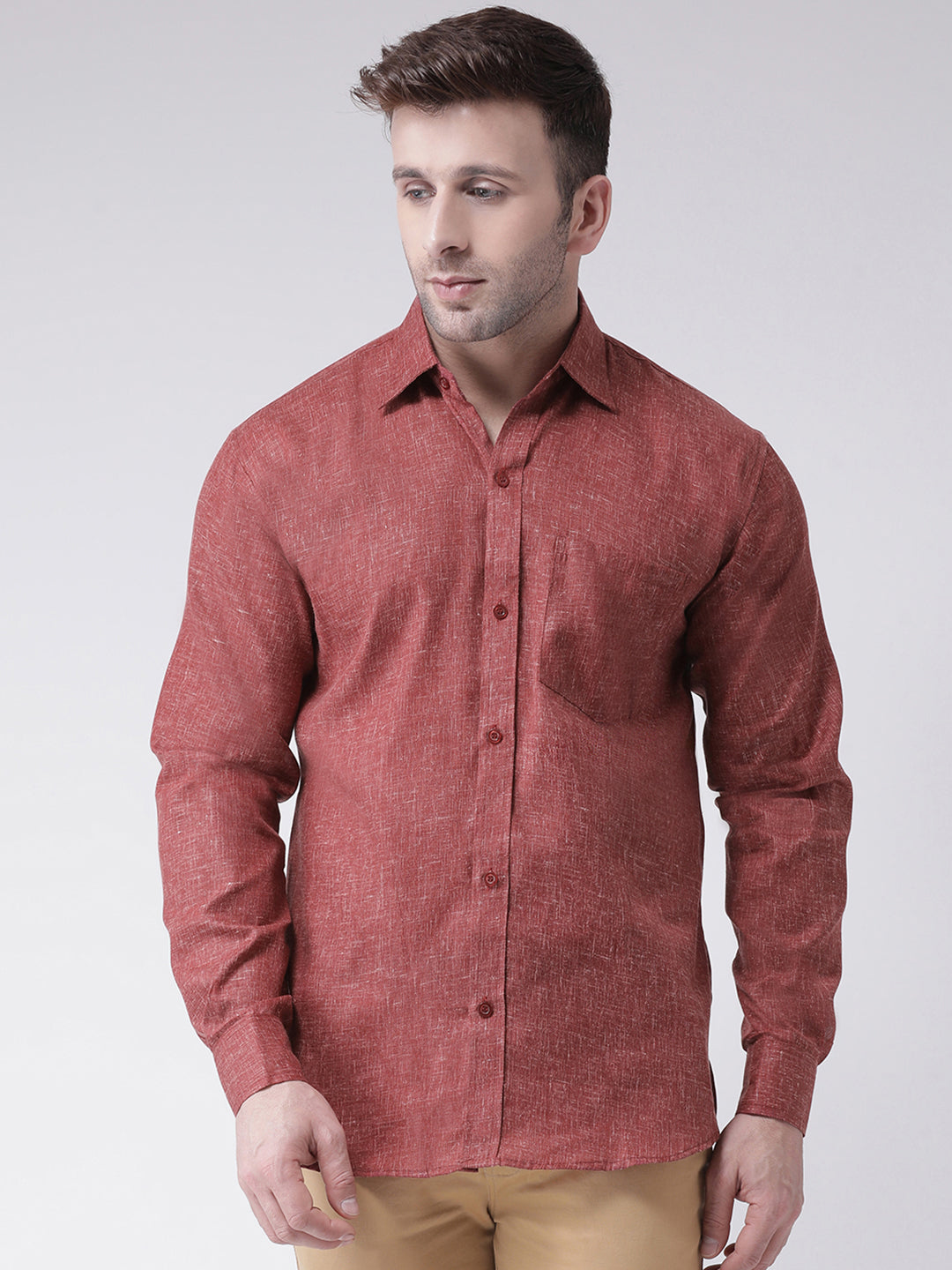 RIAG Brown Men's Full Sleeves Shirt