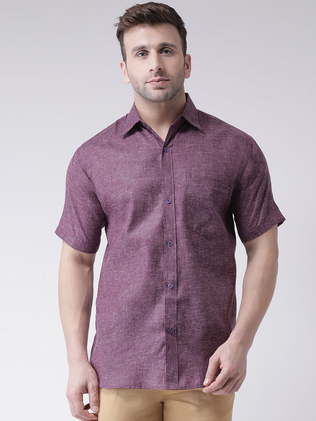 RIAG Purple Men's Half Sleeves Shirt