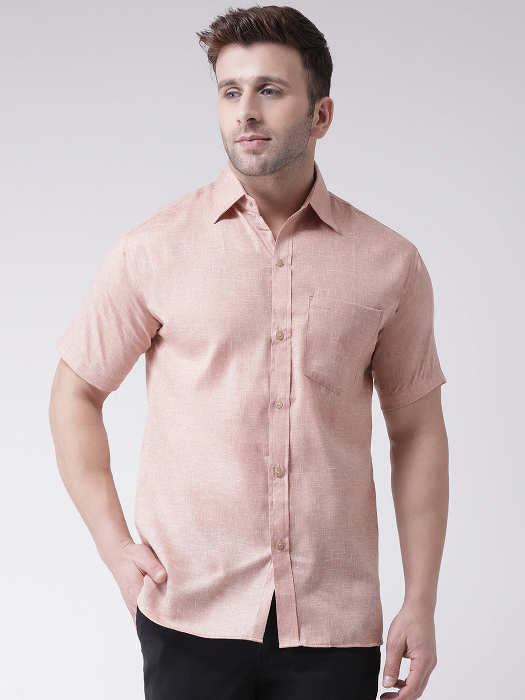 RIAG Beige Men's Half Sleeves Shirt