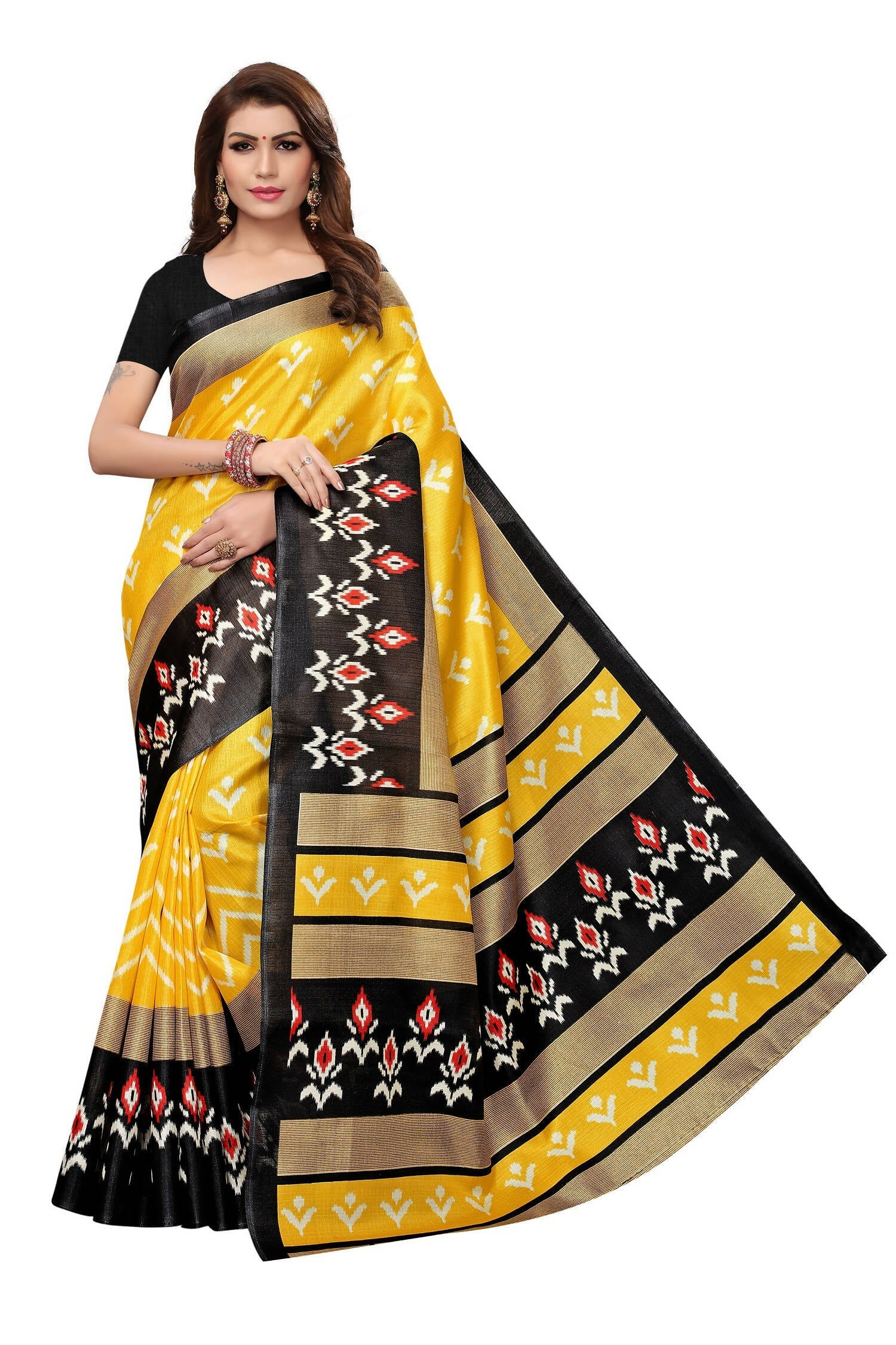 Vamika Kalamkari With Jhalar Khadi Silk Saree In Yellow Color