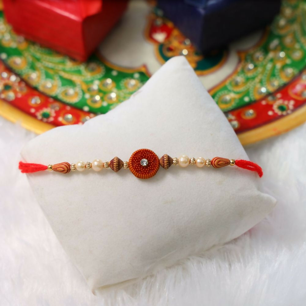 Indianvibez Simple Beads With Stone Rakhi