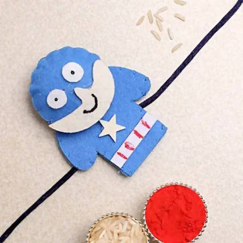 Captain America Cute Rakhi & Almonds Jar