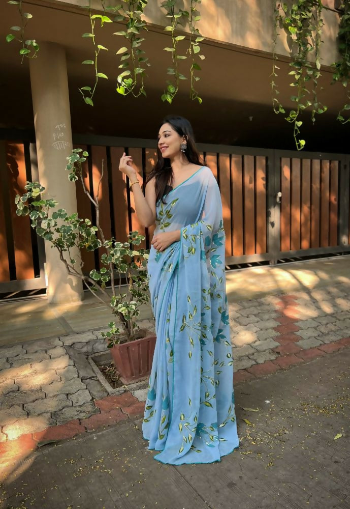 Vamsee Aditi Grey Georgette Saree