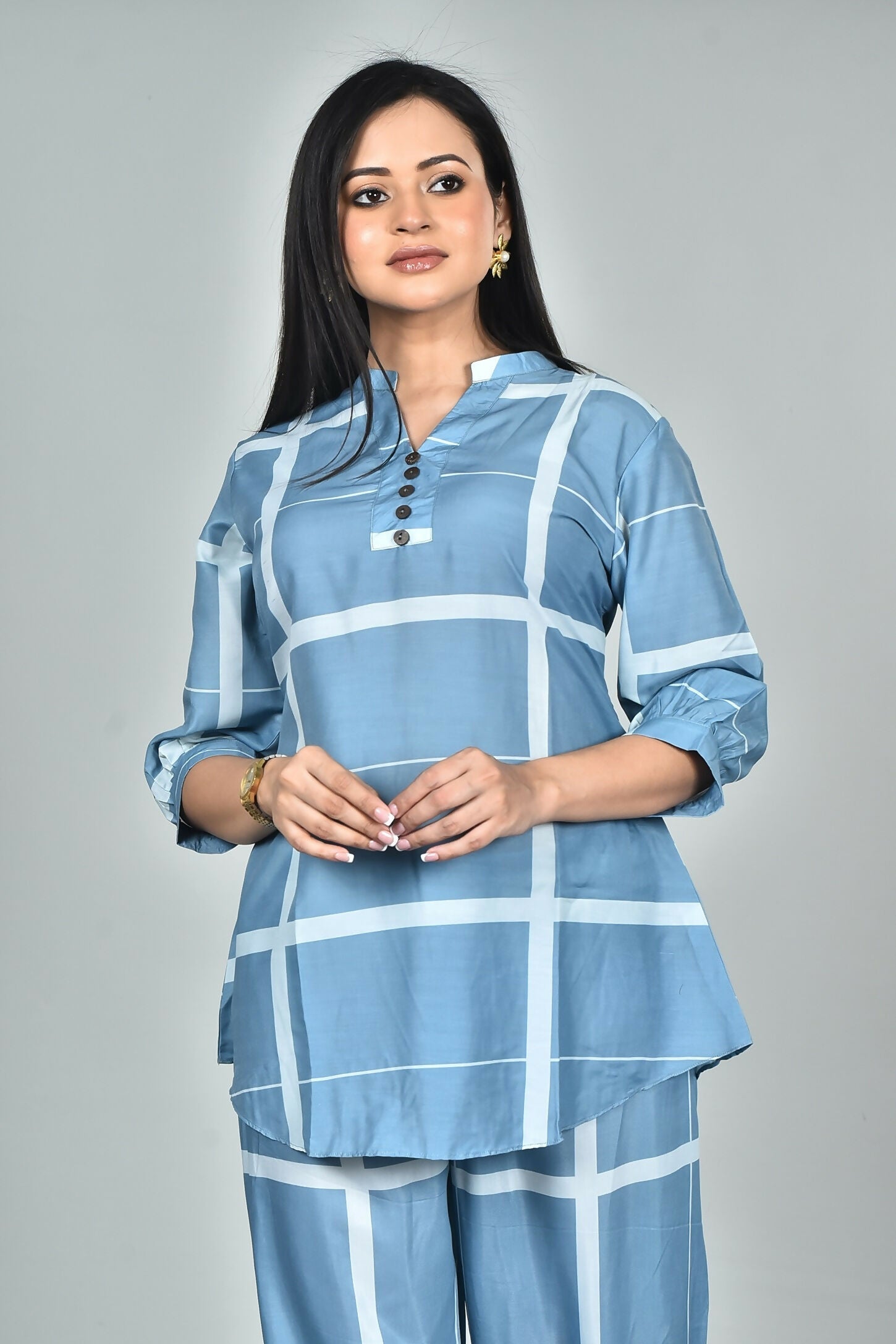 Morchari Digital Print Semi Muslin Co-Ord Set Top & Trouser-Multicolor