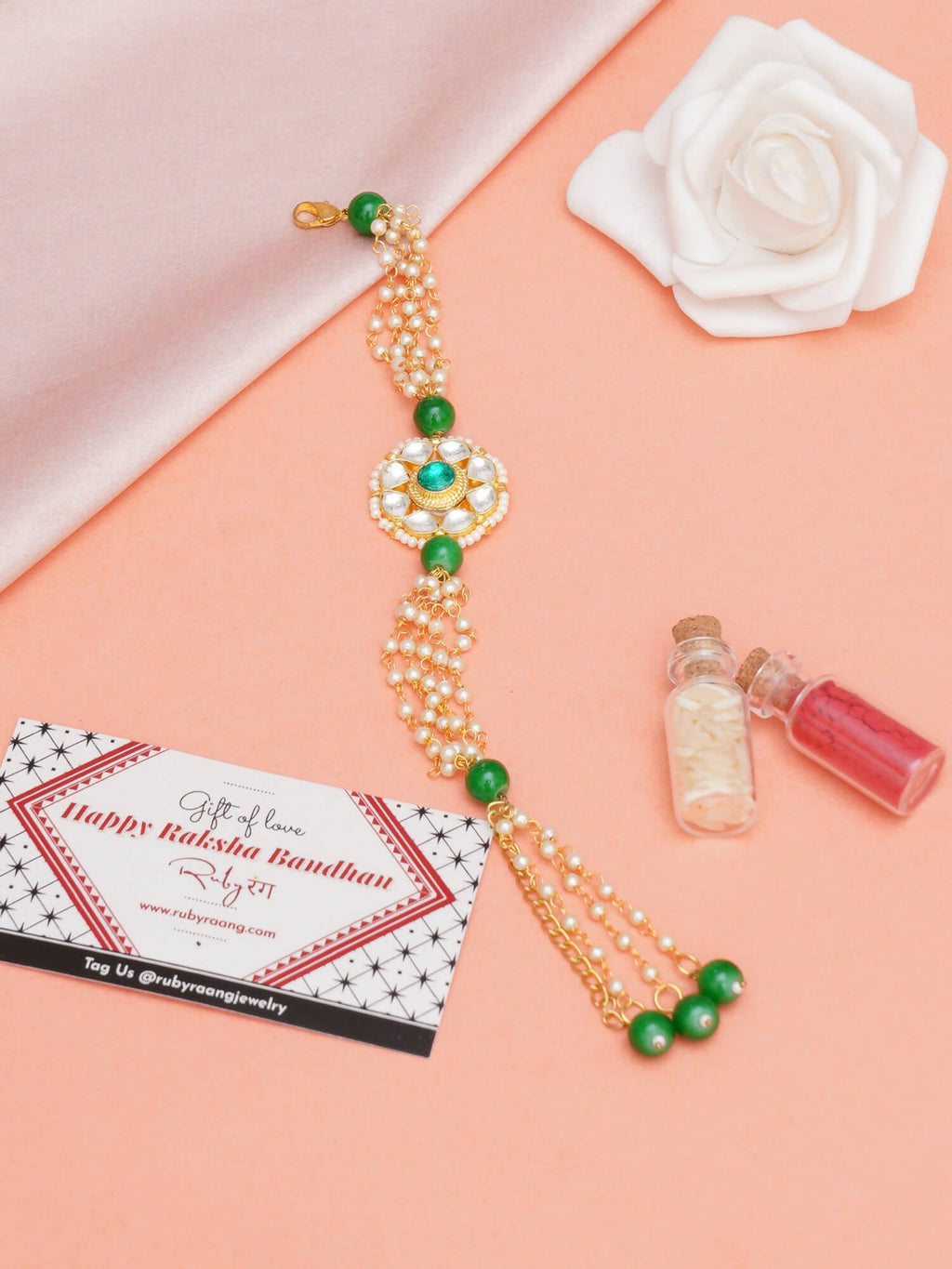 Designer kundan Rakhi - Ruby Raang