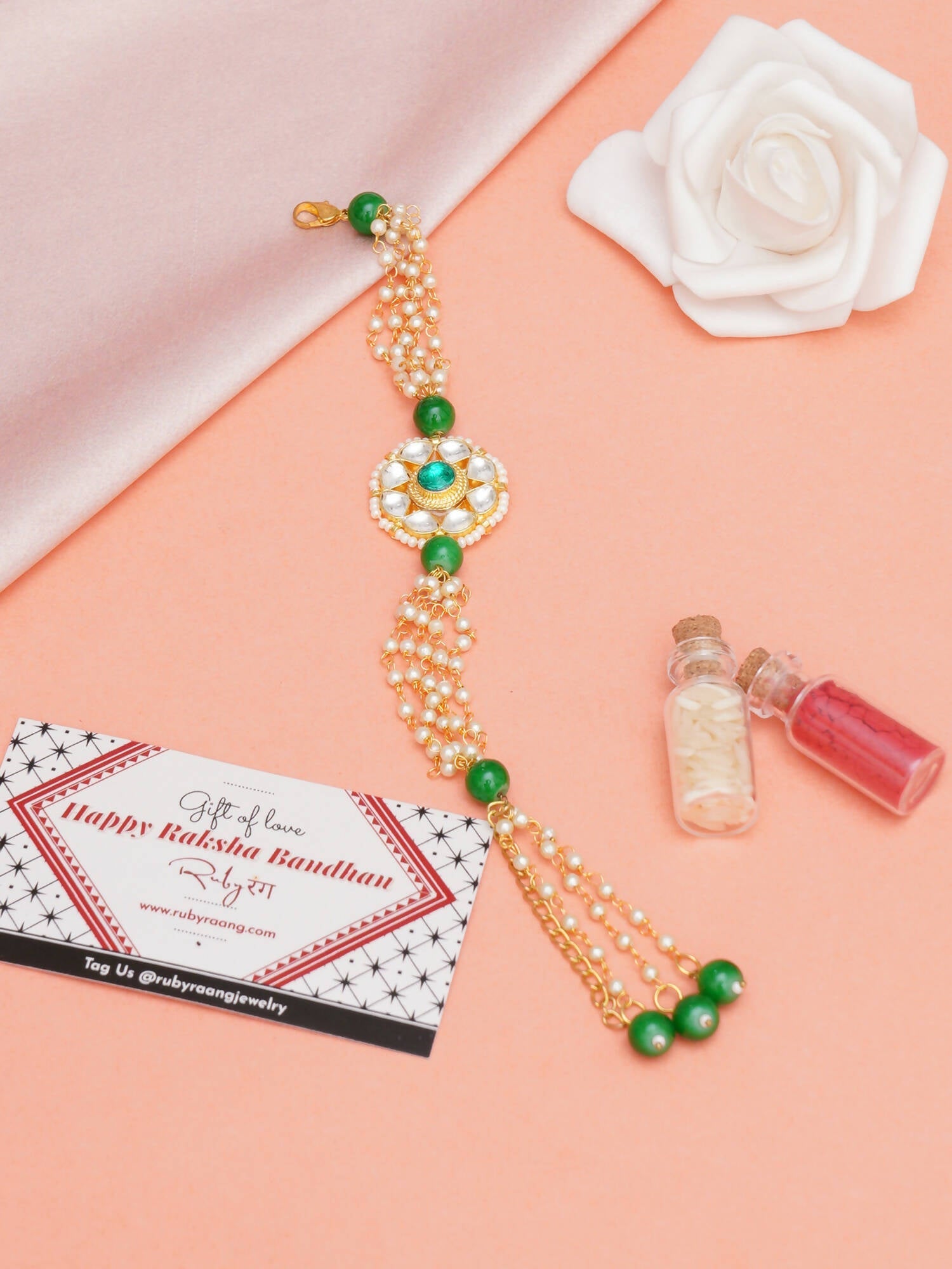 Designer kundan Rakhi - Ruby Raang
