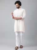RIAG Beige Color Long Sleeves Ethnic Men's Cotton Long Kurta