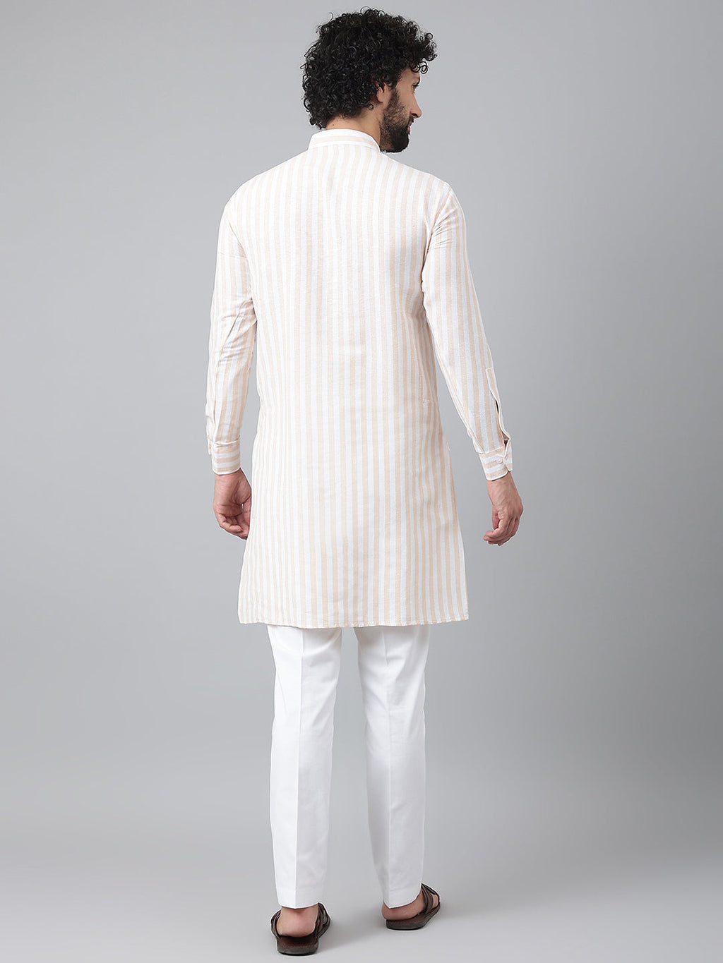 RIAG Beige Men's Ethnic Long Kurta And Pyjama Set