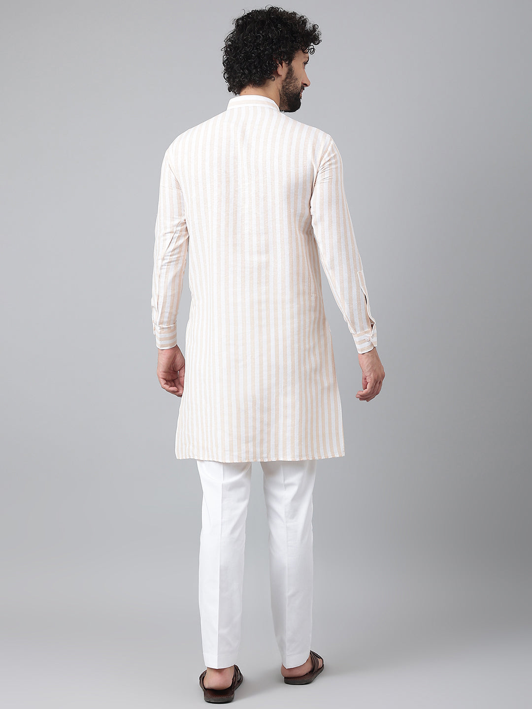 RIAG Beige Men's Ethnic Long Kurta And Pyjama Set