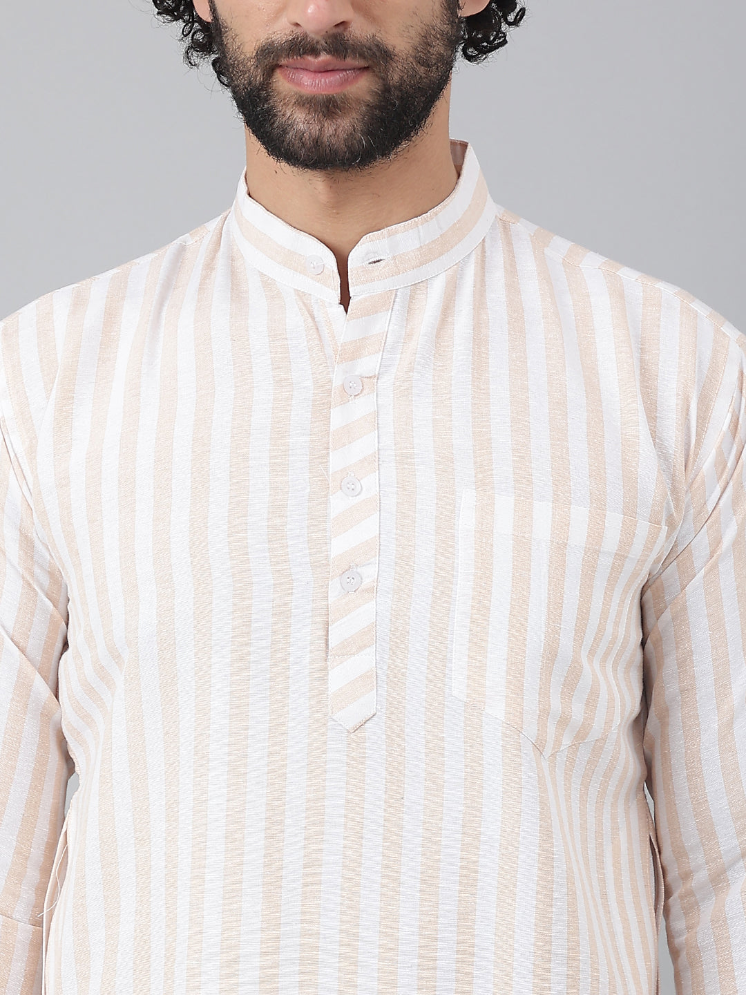 RIAG Beige Color Long Sleeves Ethnic Men's Cotton Long Kurta