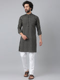 RIAG Black Color Long Sleeves Ethnic Men's Cotton Long Kurta