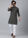 RIAG Black Men's Ethnic Long Kurta And Pyjama Set