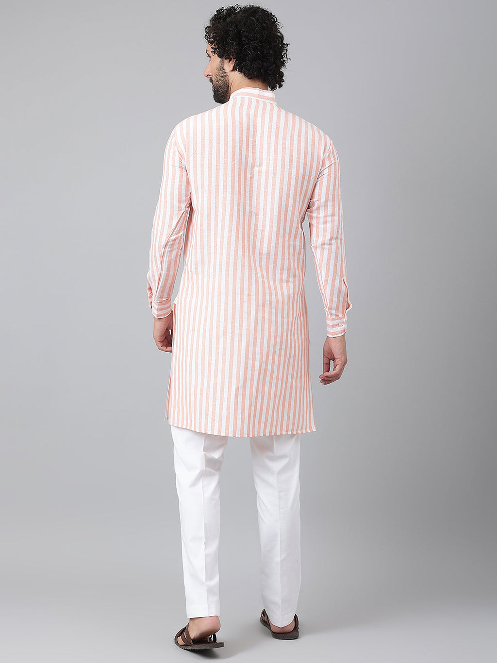 RIAG Orange Men's Ethnic Long Kurta And Pyjama Set