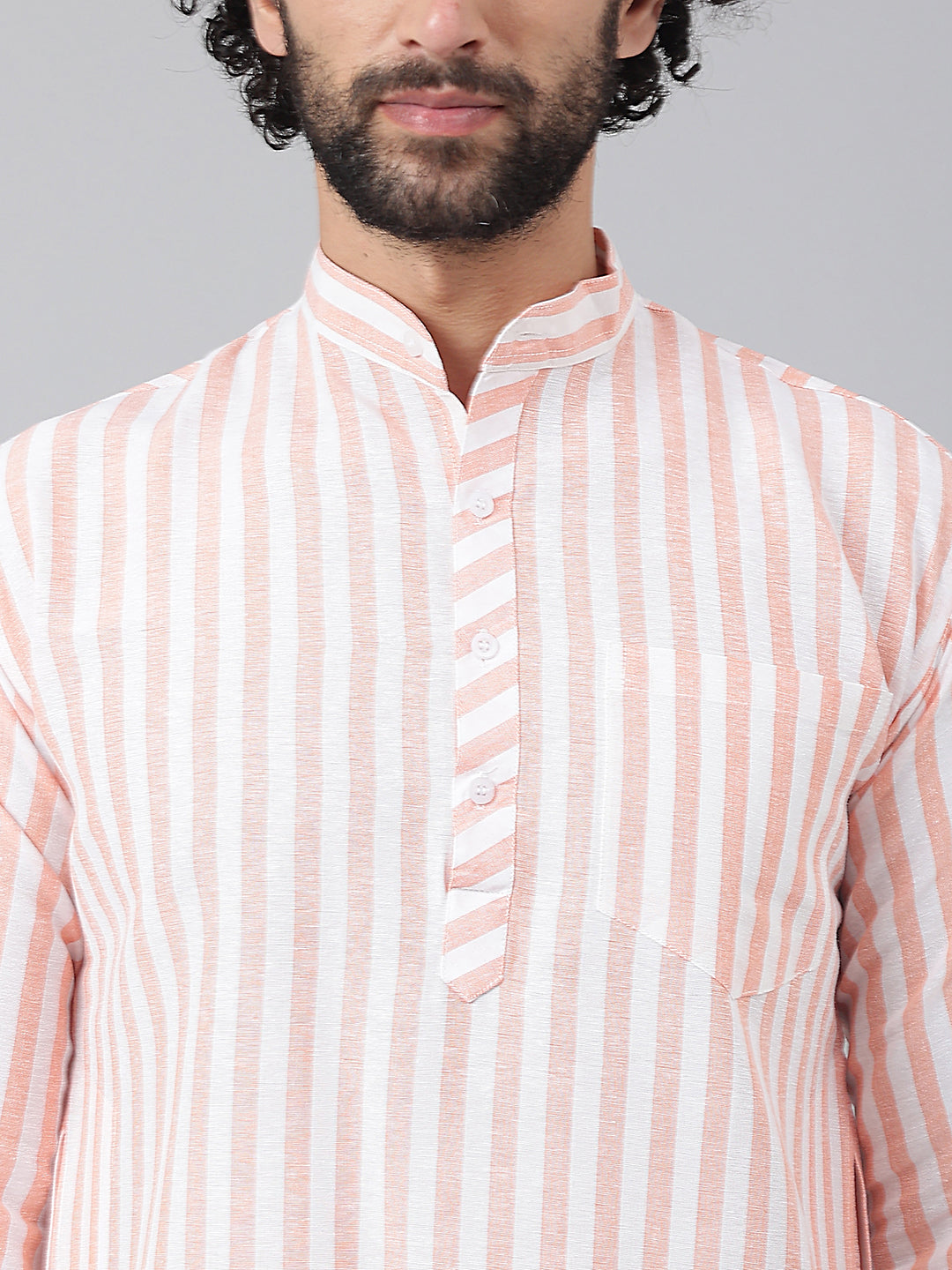 RIAG Orange Men's Ethnic Long Kurta And Pyjama Set