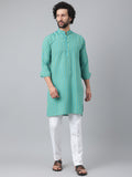 RIAG Blue Color Long Sleeves Ethnic Men's Cotton Long Kurta