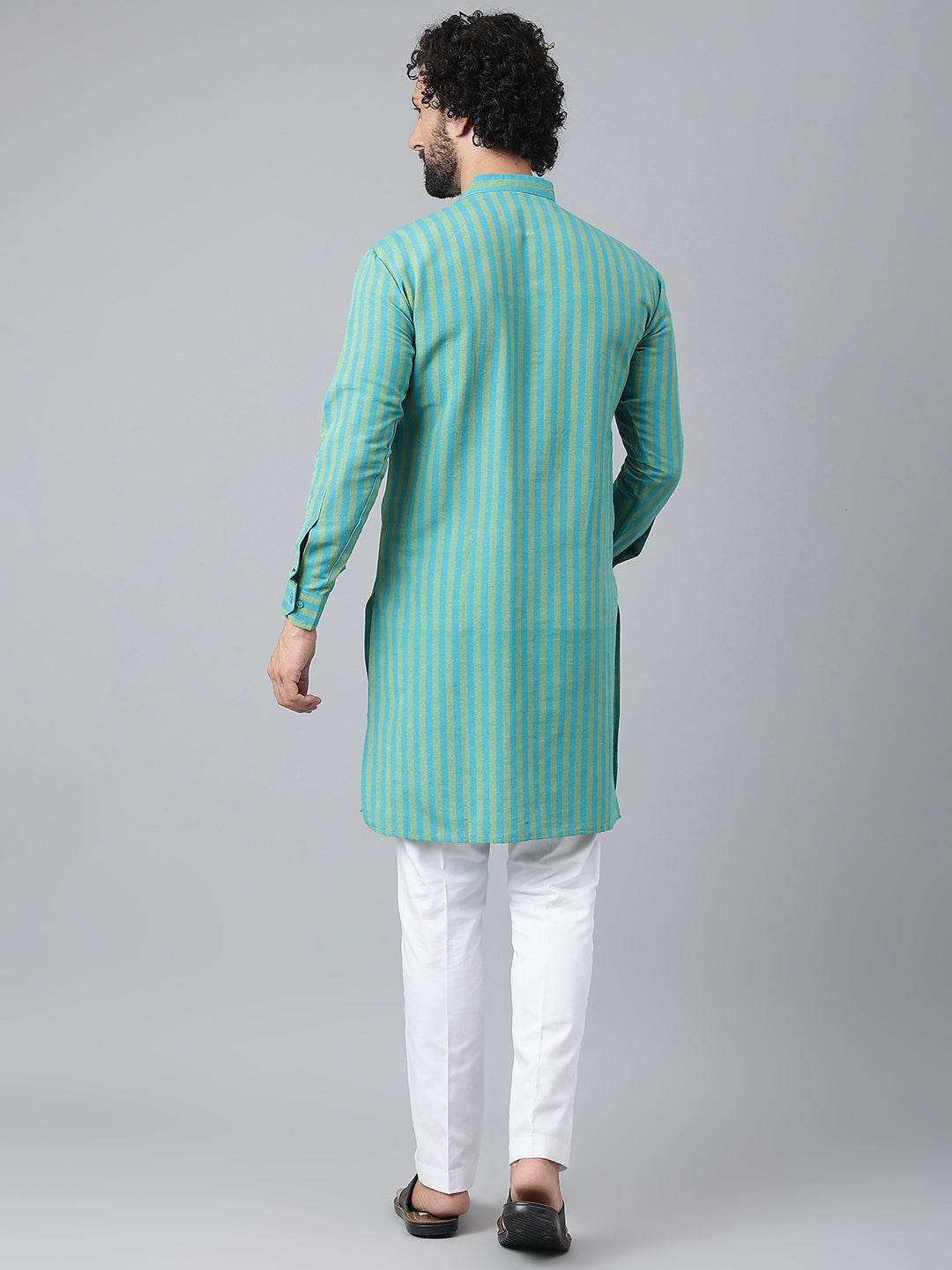 RIAG Blue Men's Ethnic Long Kurta And Pyjama Set