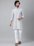 RIAG Grey Color Long Sleeves Ethnic Men's Cotton Long Kurta