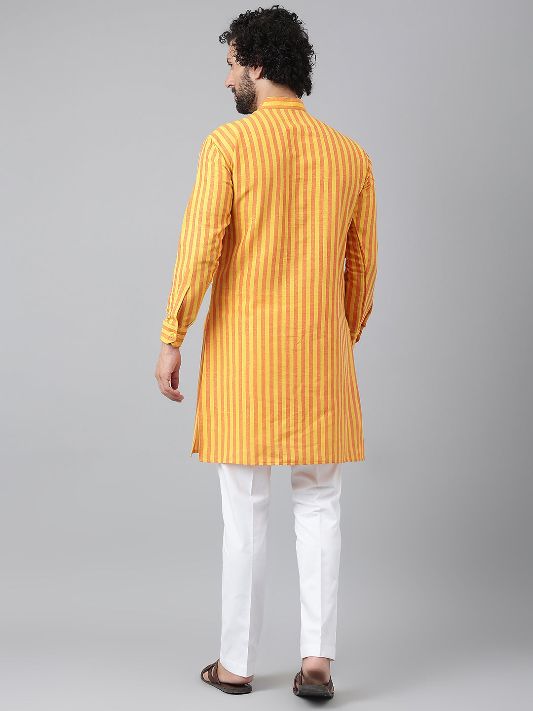 RIAG Yellow Men's Ethnic Long Kurta And Pyjama Set