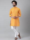 RIAG Yellow Men's Ethnic Long Kurta And Pyjama Set