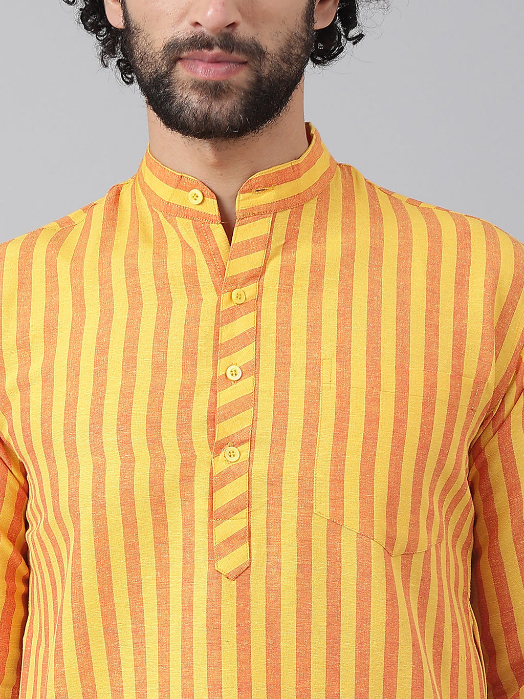 RIAG Yellow Men's Ethnic Long Kurta And Pyjama Set