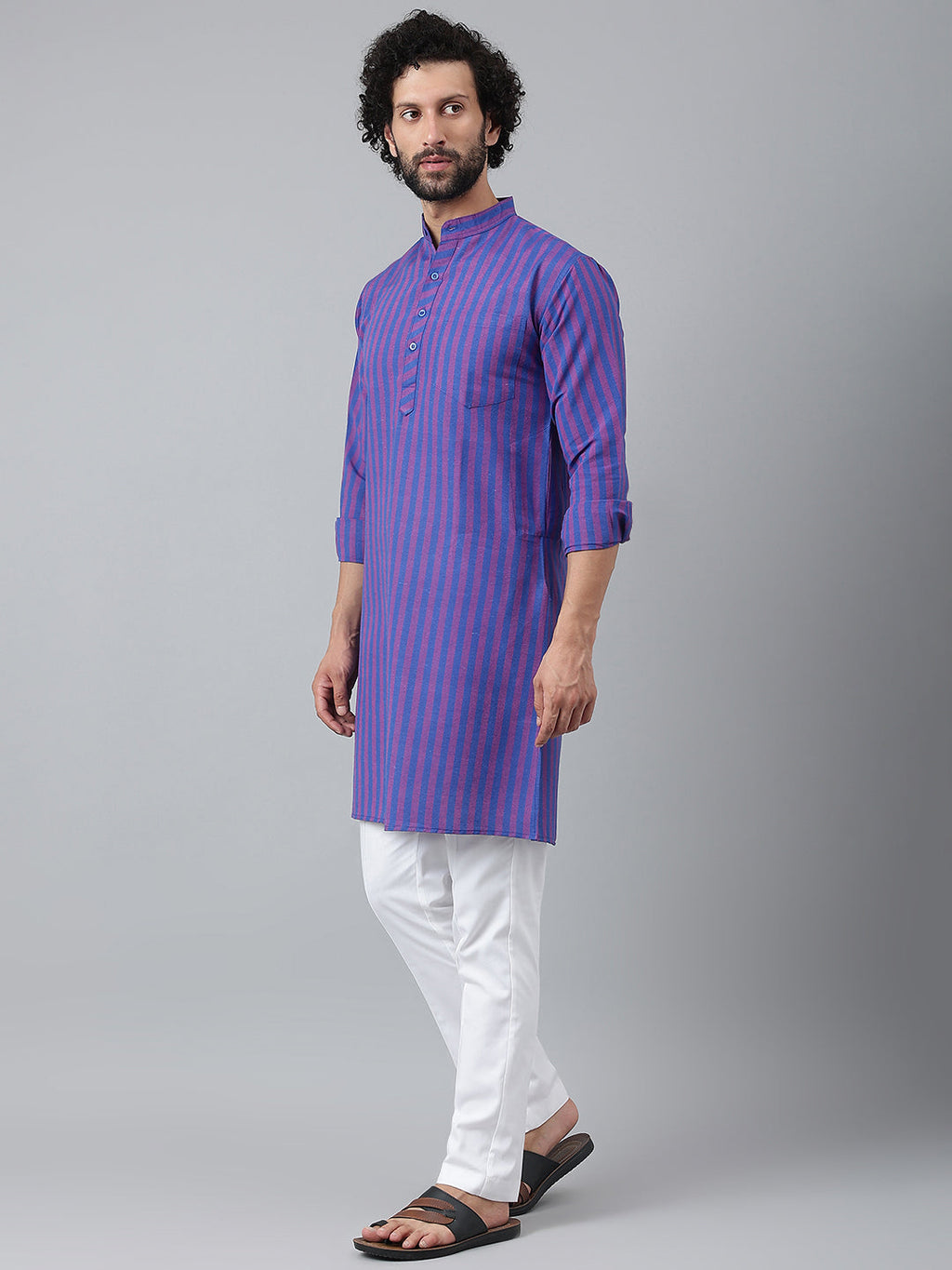 RIAG Navy Men's Ethnic Long Kurta And Pyjama Set