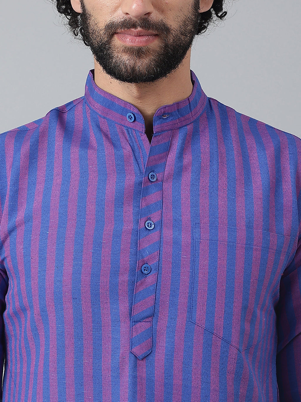 RIAG Navy Men's Ethnic Long Kurta And Pyjama Set