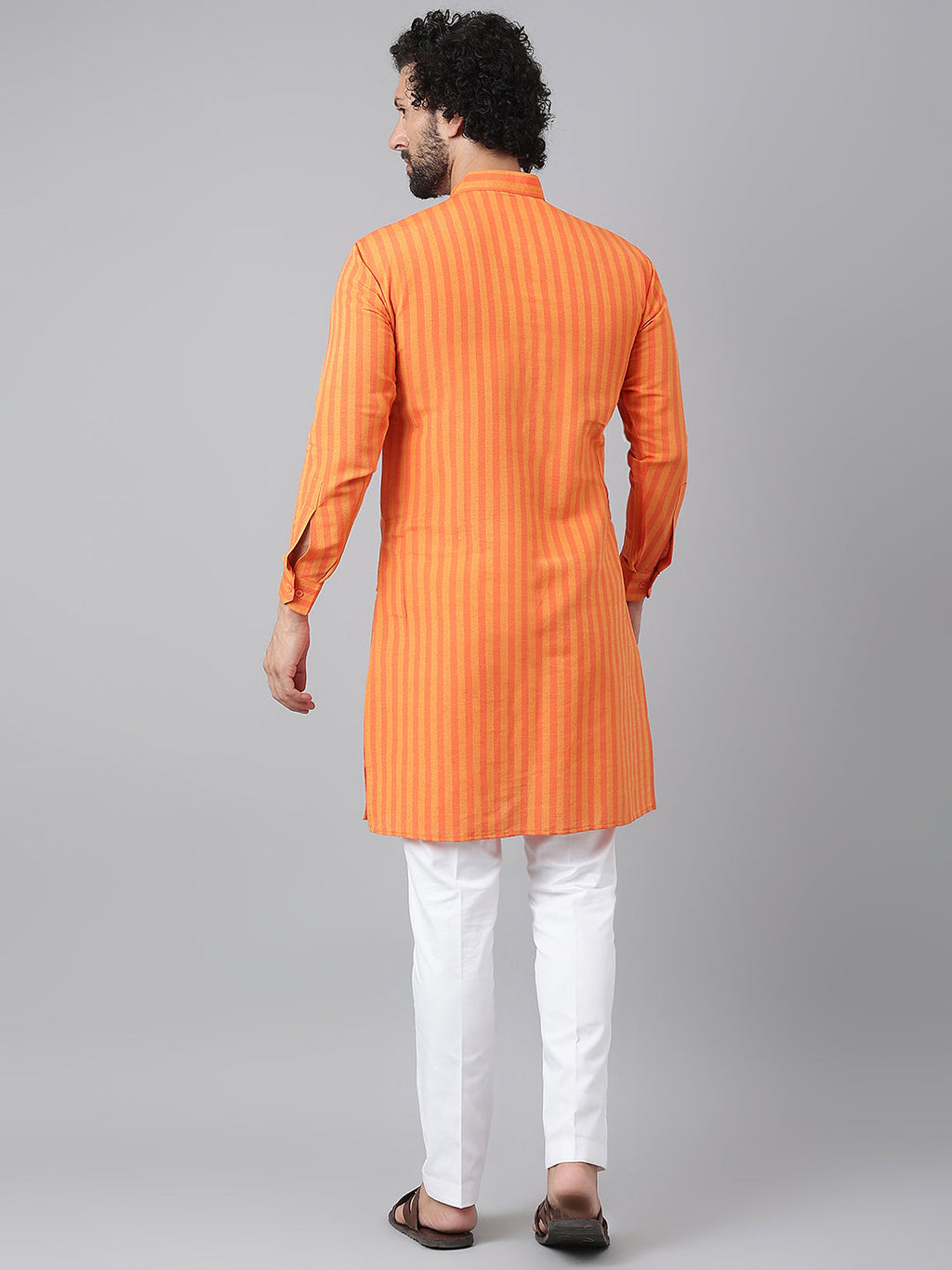 RIAG Orange Men's Ethnic Long Kurta And Pyjama Set