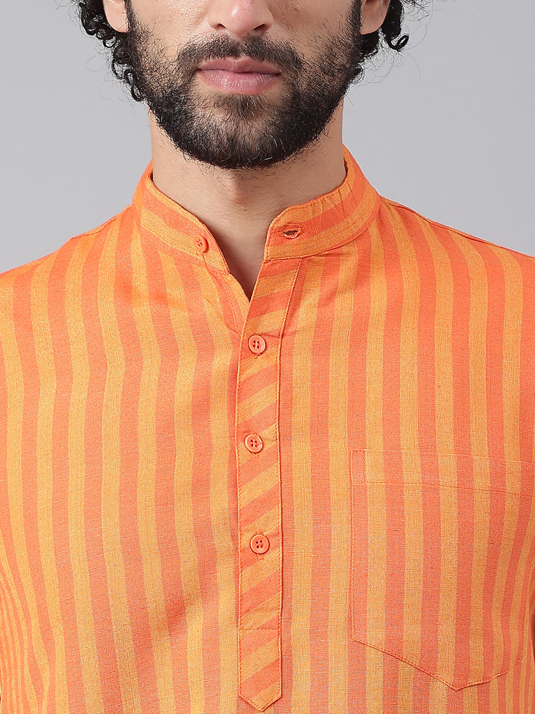 RIAG Orange Men's Ethnic Long Kurta And Pyjama Set