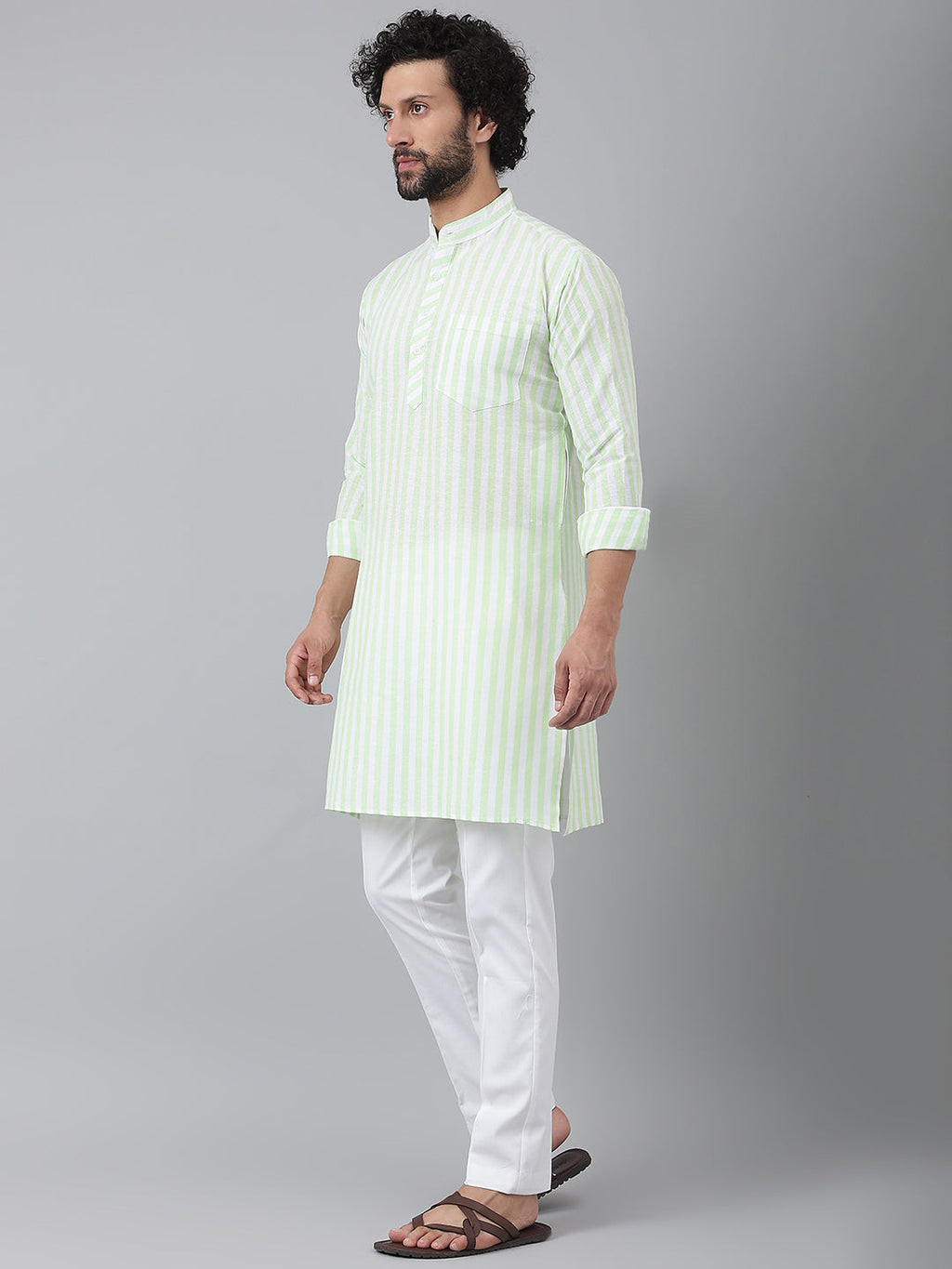 RIAG Green Men's Ethnic Long Kurta And Pyjama Set