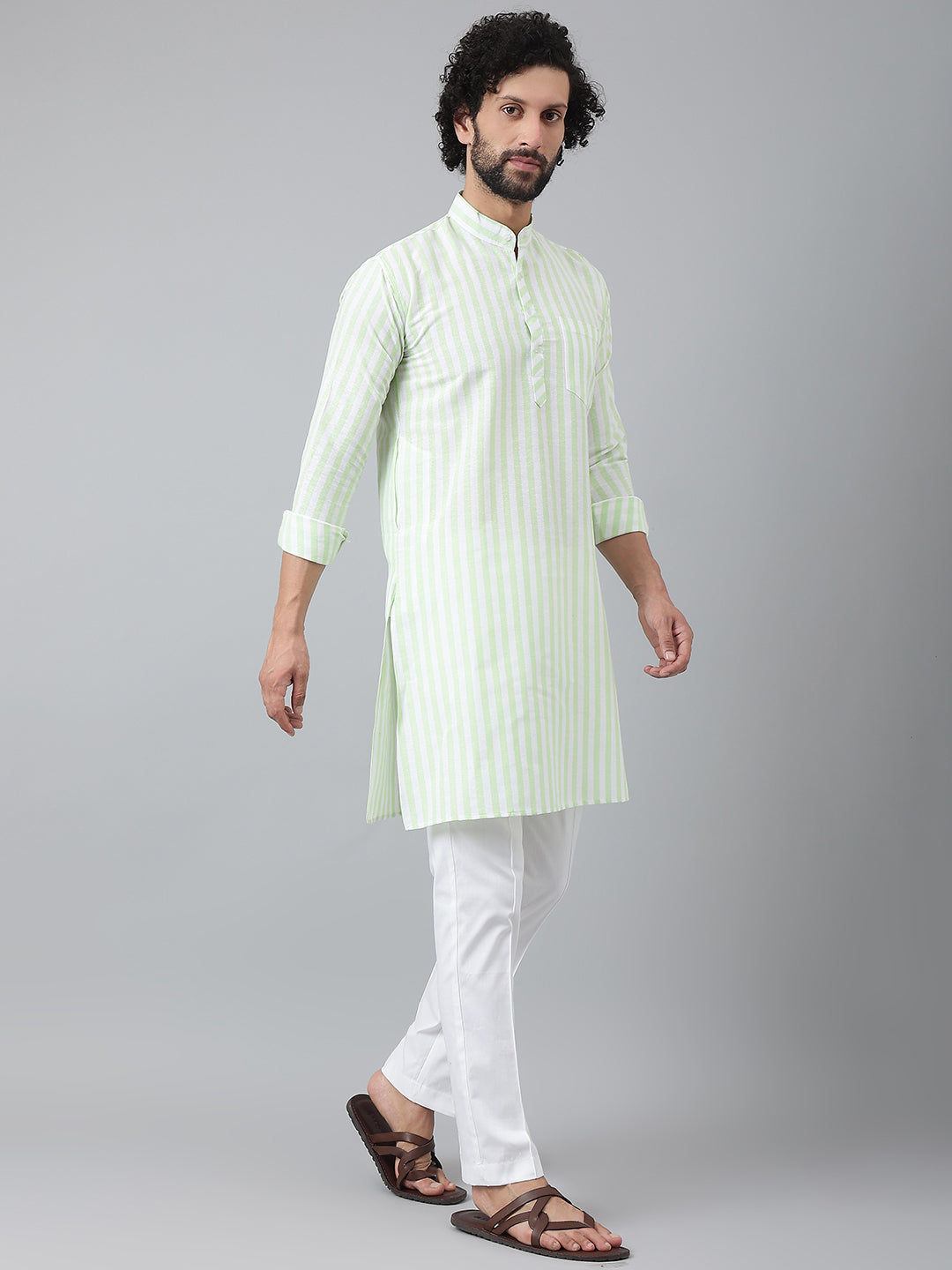 RIAG Green Men's Ethnic Long Kurta And Pyjama Set
