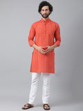 RIAG Red Color Long Sleeves Ethnic Men's Cotton Long Kurta
