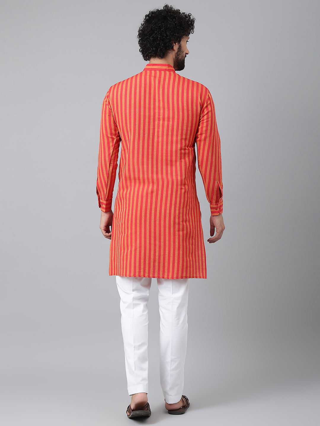 RIAG Red Men's Ethnic Long Kurta And Pyjama Set