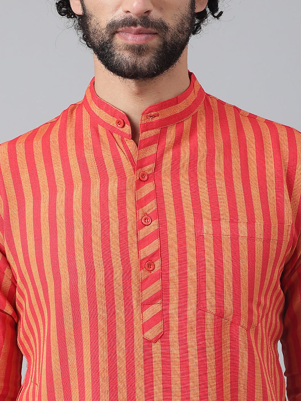 RIAG Red Men's Ethnic Long Kurta And Pyjama Set