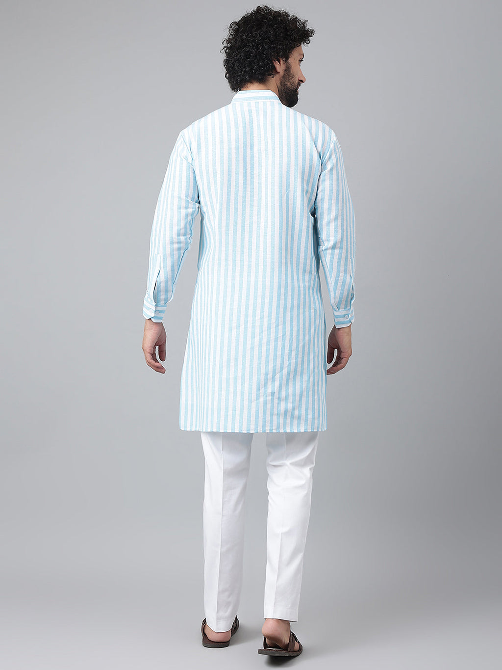RIAG Blue Men's Ethnic Long Kurta And Pyjama Set