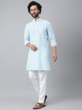 RIAG Blue Men's Ethnic Long Kurta And Pyjama Set