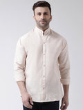 RIAG Beige Men's Chinese Collar Full Sleeves Shirt
