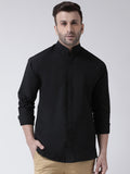 RIAG Black Men's Chinese Collar Full Sleeves Shirt