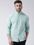 RIAG Green Men's Chinese Collar Full Sleeves Shirt