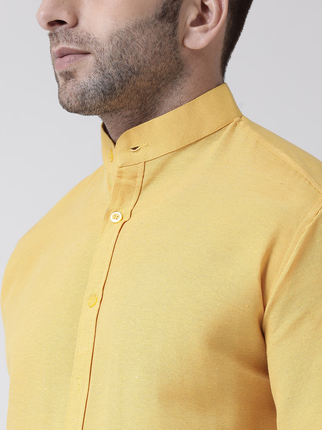RIAG Mustard Men's Chinese Collar Full Sleeves Shirt