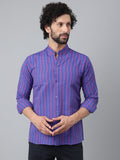 RIAG Blue Men's Chinese Collar Full Sleeves Shirt