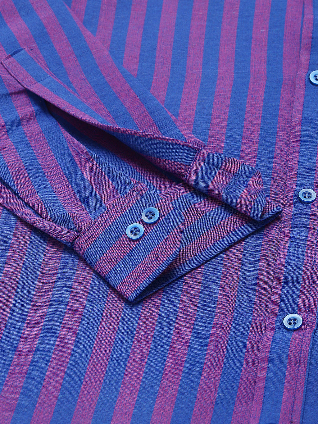 RIAG Blue Men's Chinese Collar Full Sleeves Shirt