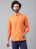 RIAG Orange Men's Chinese Collar Full Sleeves Shirt