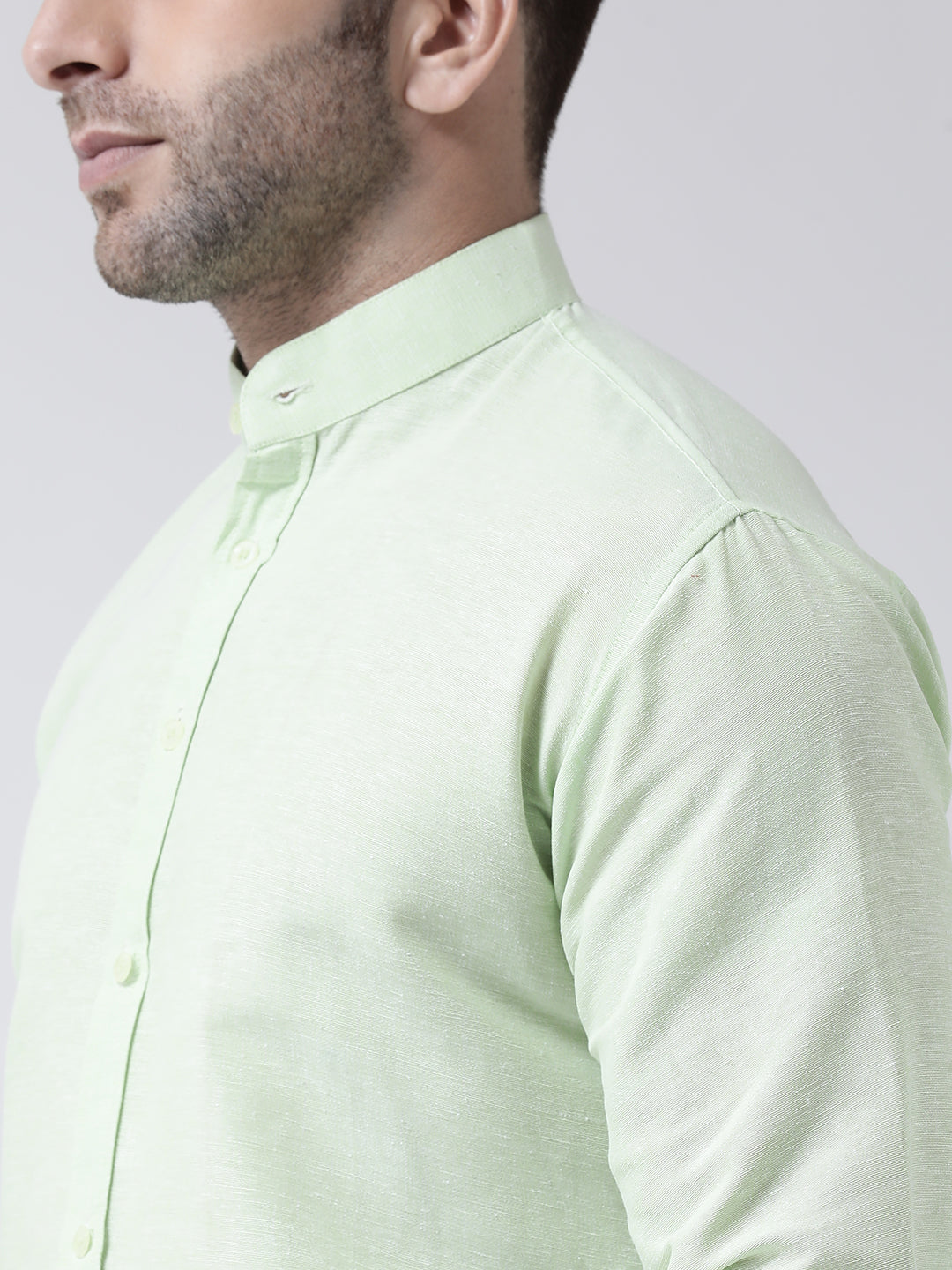 RIAG Green Men's Chinese Collar Full Sleeves Shirt